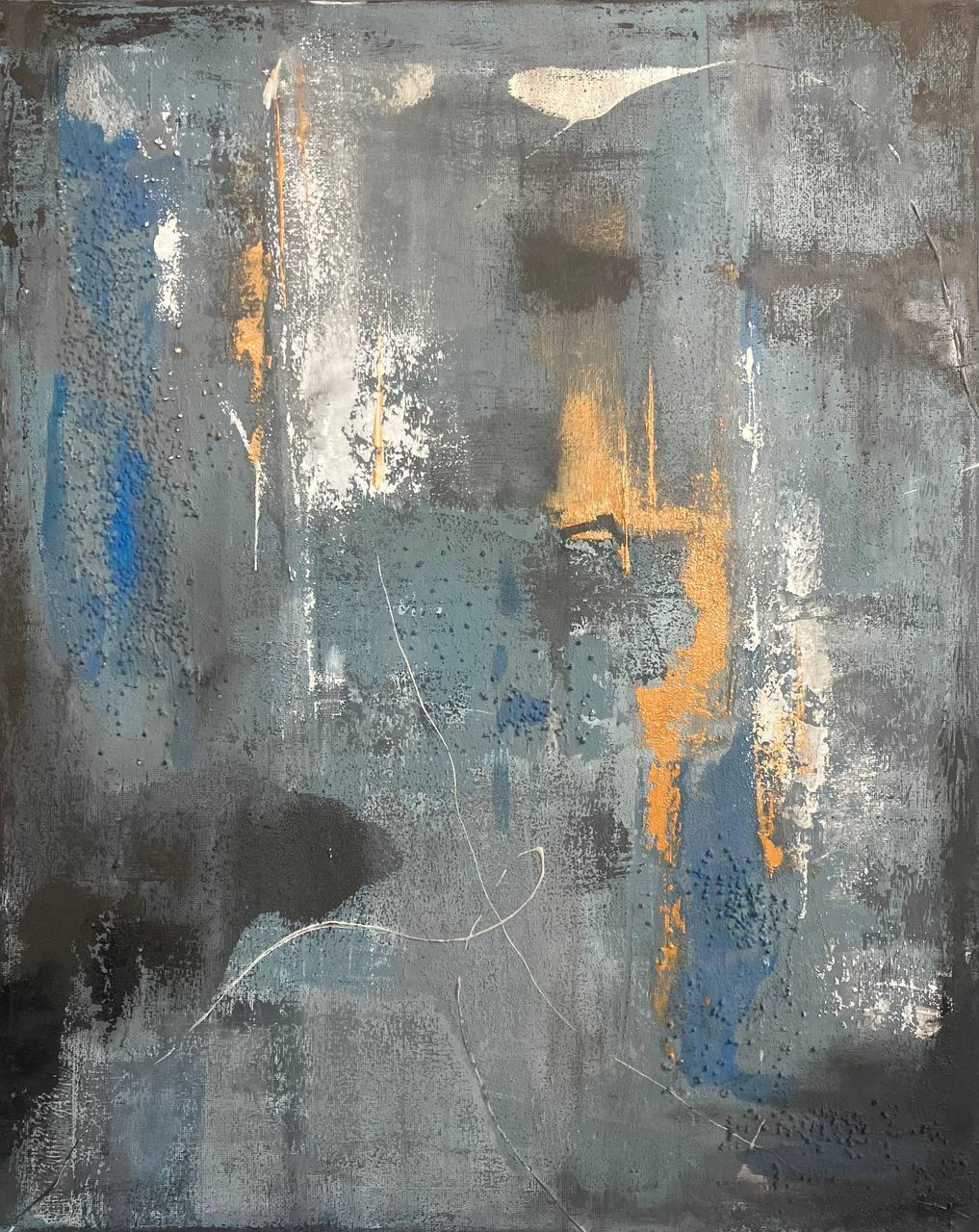 Echo of Silence (Grau), Abstract Painting, von Aliona Koroliova