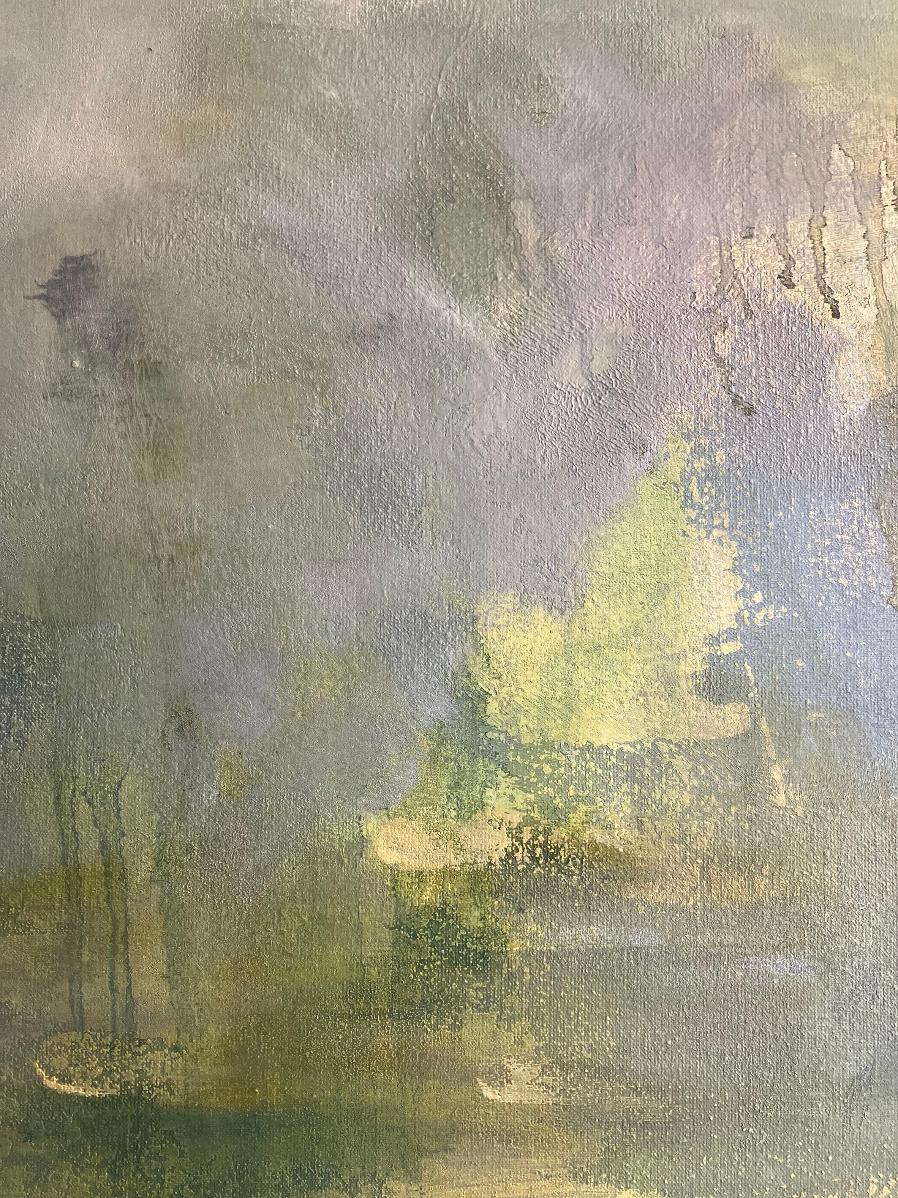 “Somewhere” is an abstract painting that invites you into a mysterious, undefined world — one that exists beyond reality. It’s not about what you see, but what you feel. Everyone can find their own reflection within it.