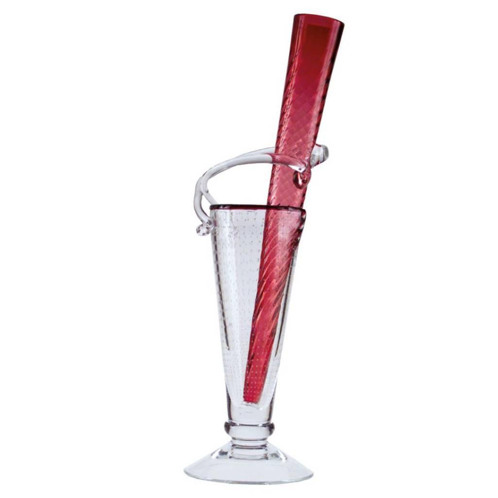 Grand vase rouge et en verre Alioscia de Borek Sipek pour Driade en vente