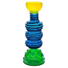 Vase Alioth par Ettore Sottsass, verre de Murano soufflé à la main, Memphis 1983, Italie