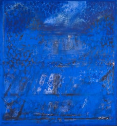 Alirio Palacios  Paisaje azul, 1997, Natural pigments on paper mounted on wood  