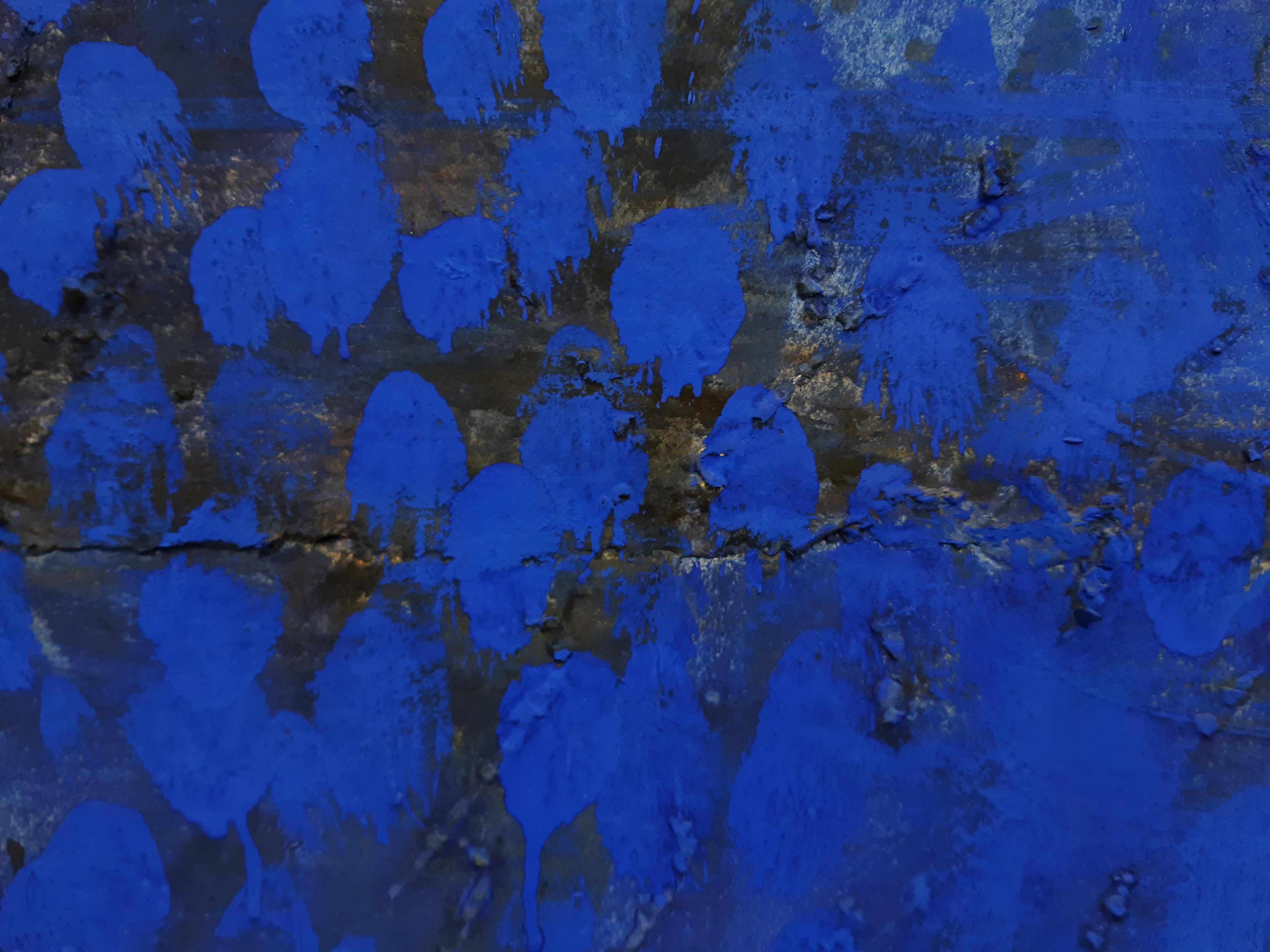 Alirio Palacios  Paisaje azul, 1997, Naturpigmente auf Papier montiert auf Holz   im Angebot 3