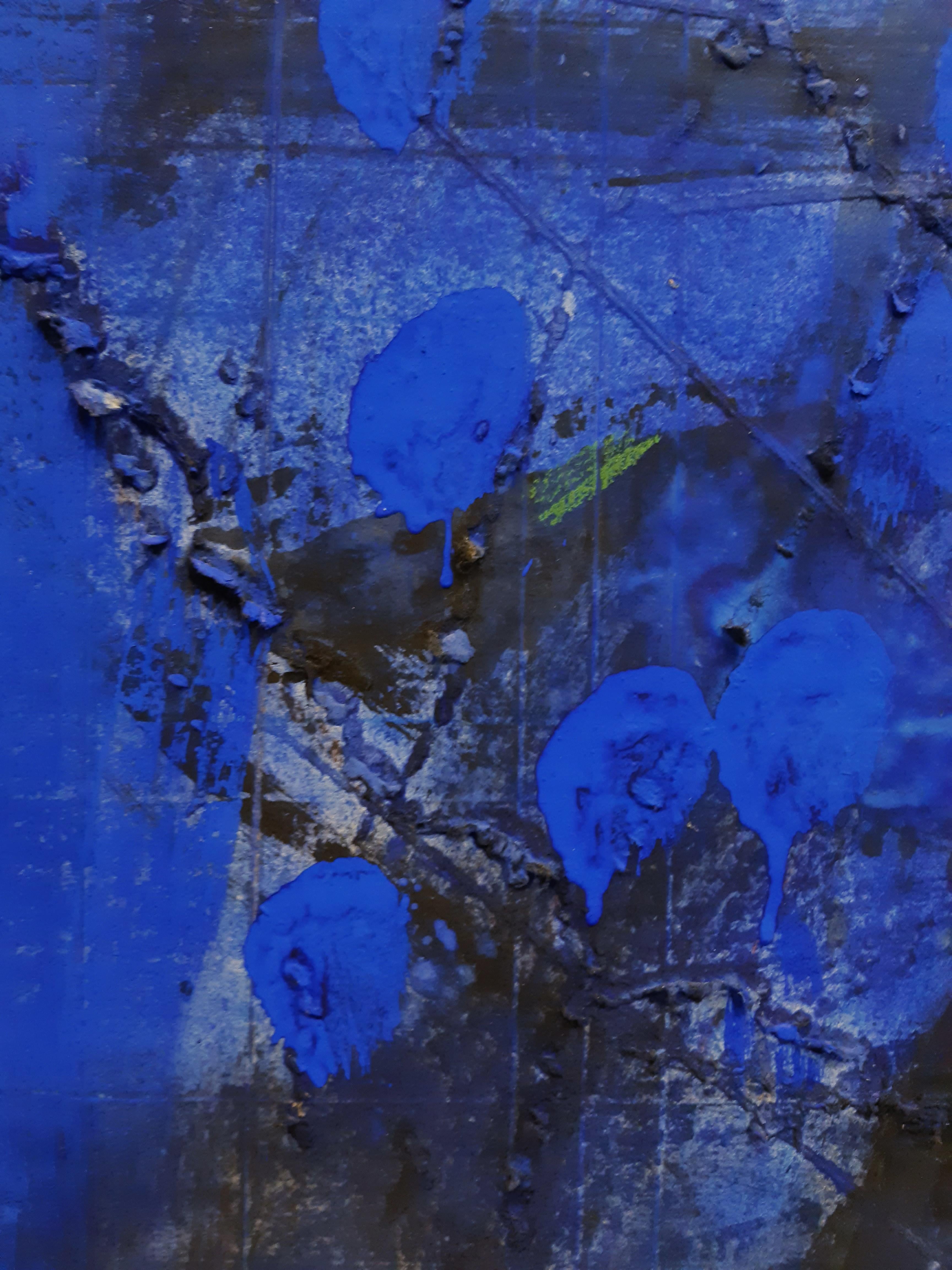 Alirio Palacios  Paisaje azul, 1997, Natural pigments on paper mounted on wood   For Sale 4
