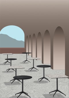 Alis Square Table, Aluminium Base and Ceramic Top, by Discipline Lab