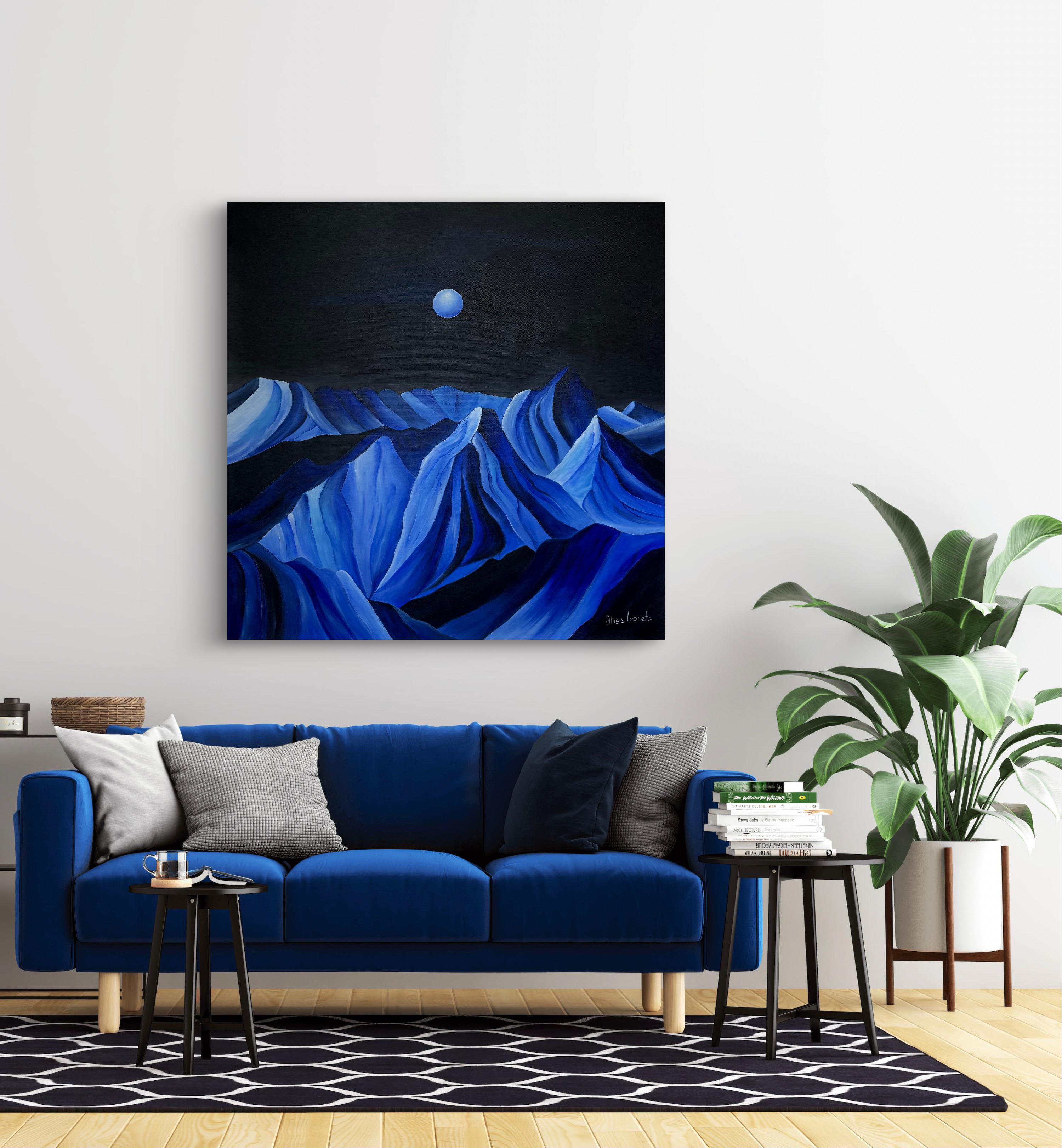 Among Glass Mountains - Black Landscape Painting by Alisa Leonets