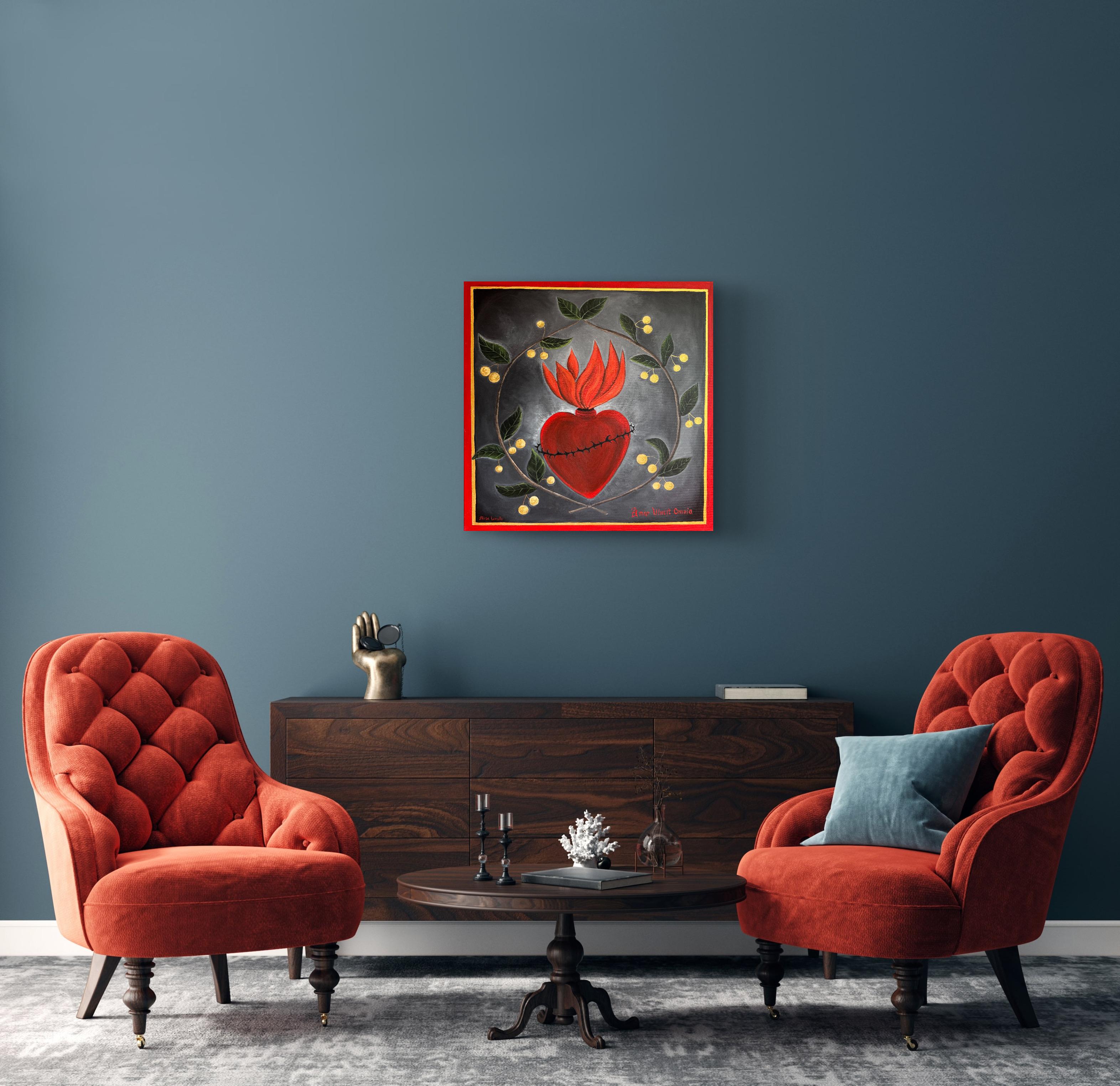 Amor Vincit Omnia - Black Interior Painting by Alisa Leonets