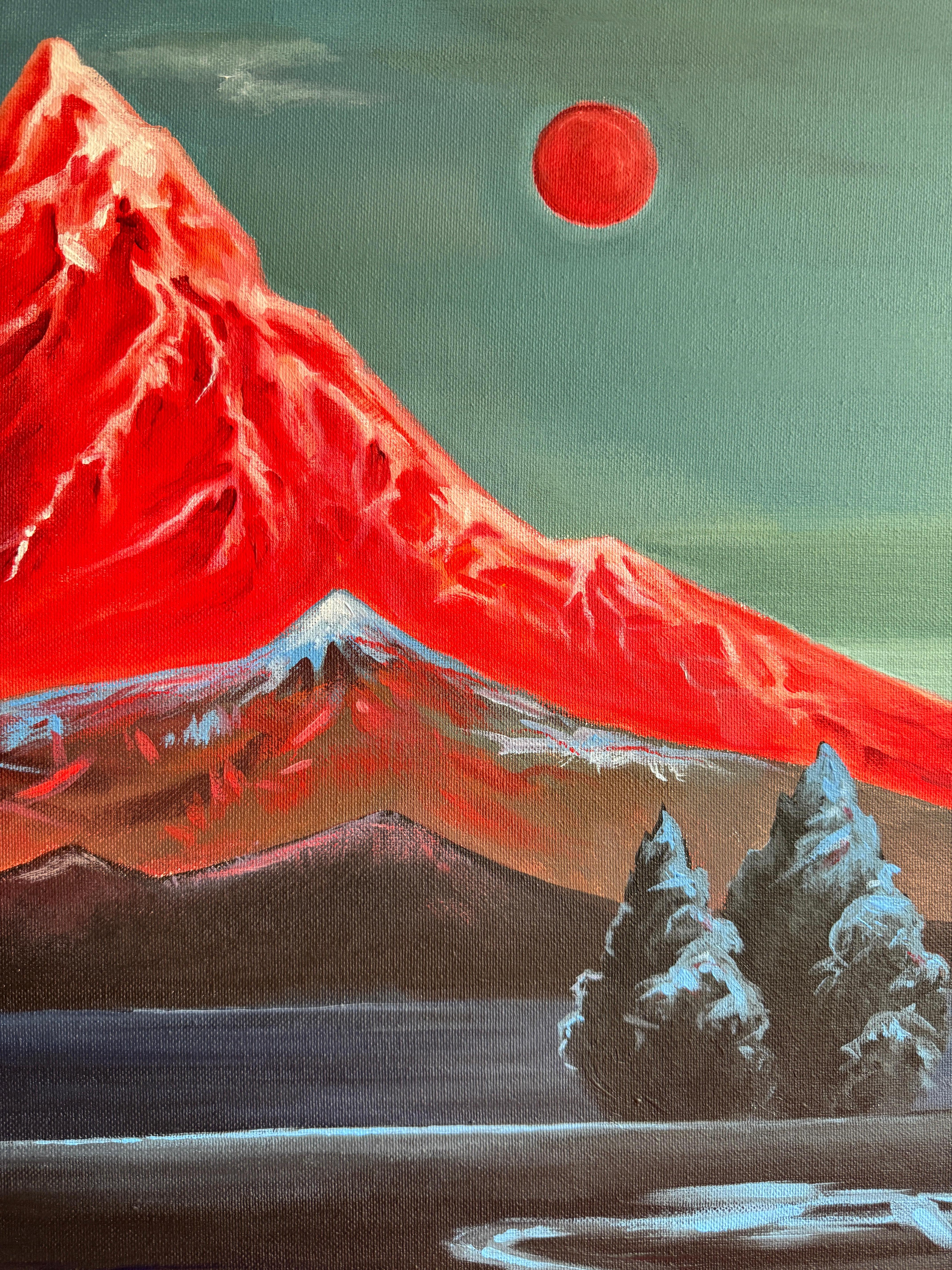Inner Silence - Gray Landscape Painting by Alisa Leonets