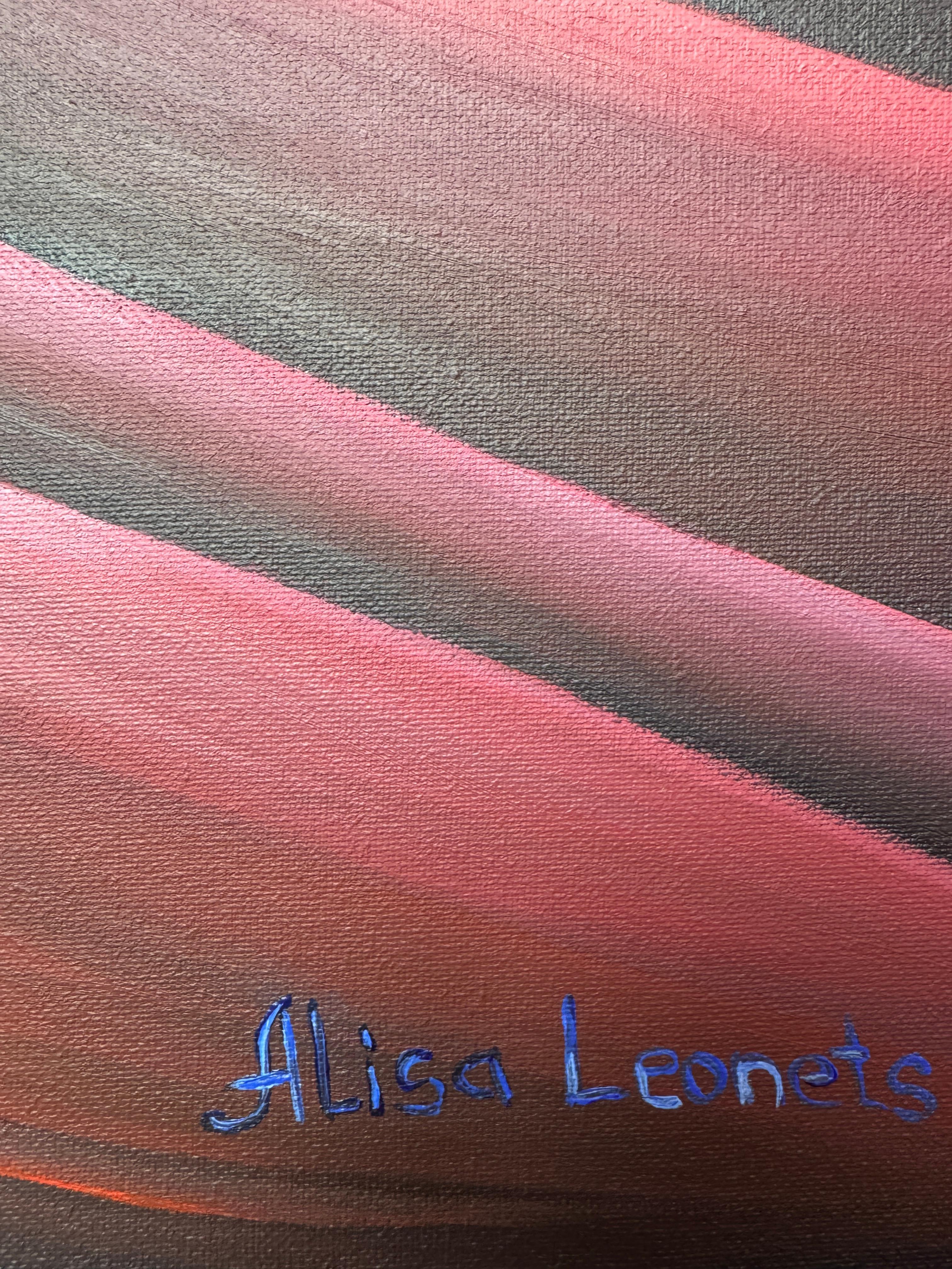 Der Strom der Zeit (Schwarz), Landscape Painting, von Alisa Leonets