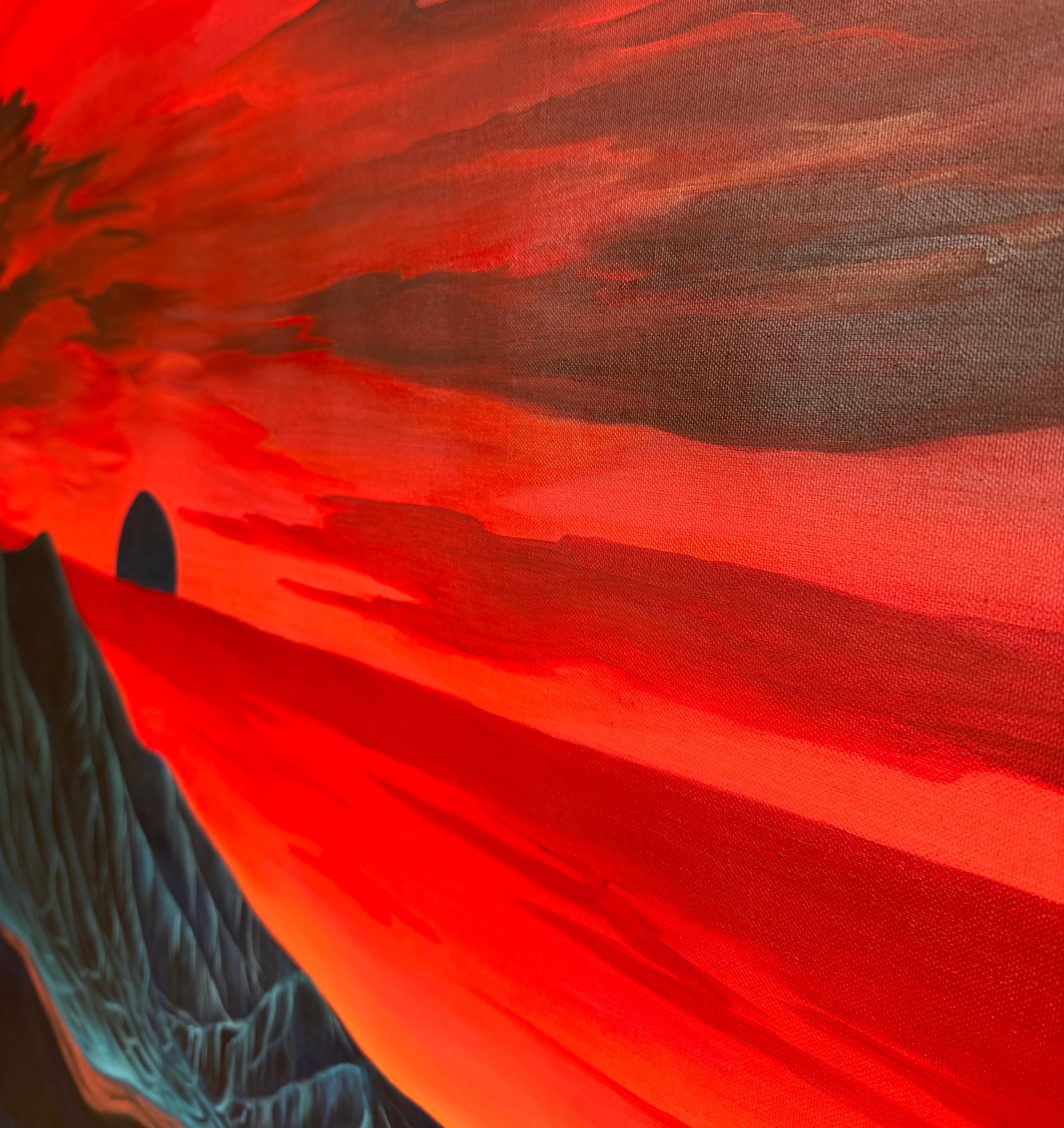 “The Mystery of Nefertari” - Red Landscape Painting by Alisa Leonets