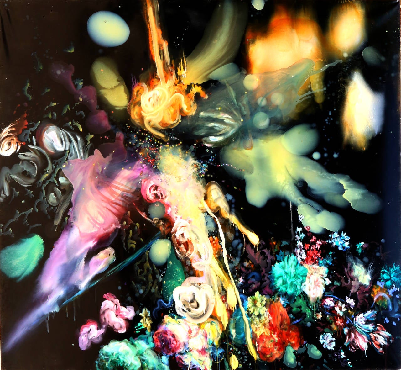 Battle: The Second One, Large Floral Abstract Painting by Alisa Margolis