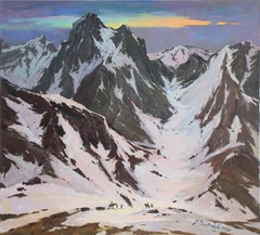 « Among the mountains », peinture, huile sur toile