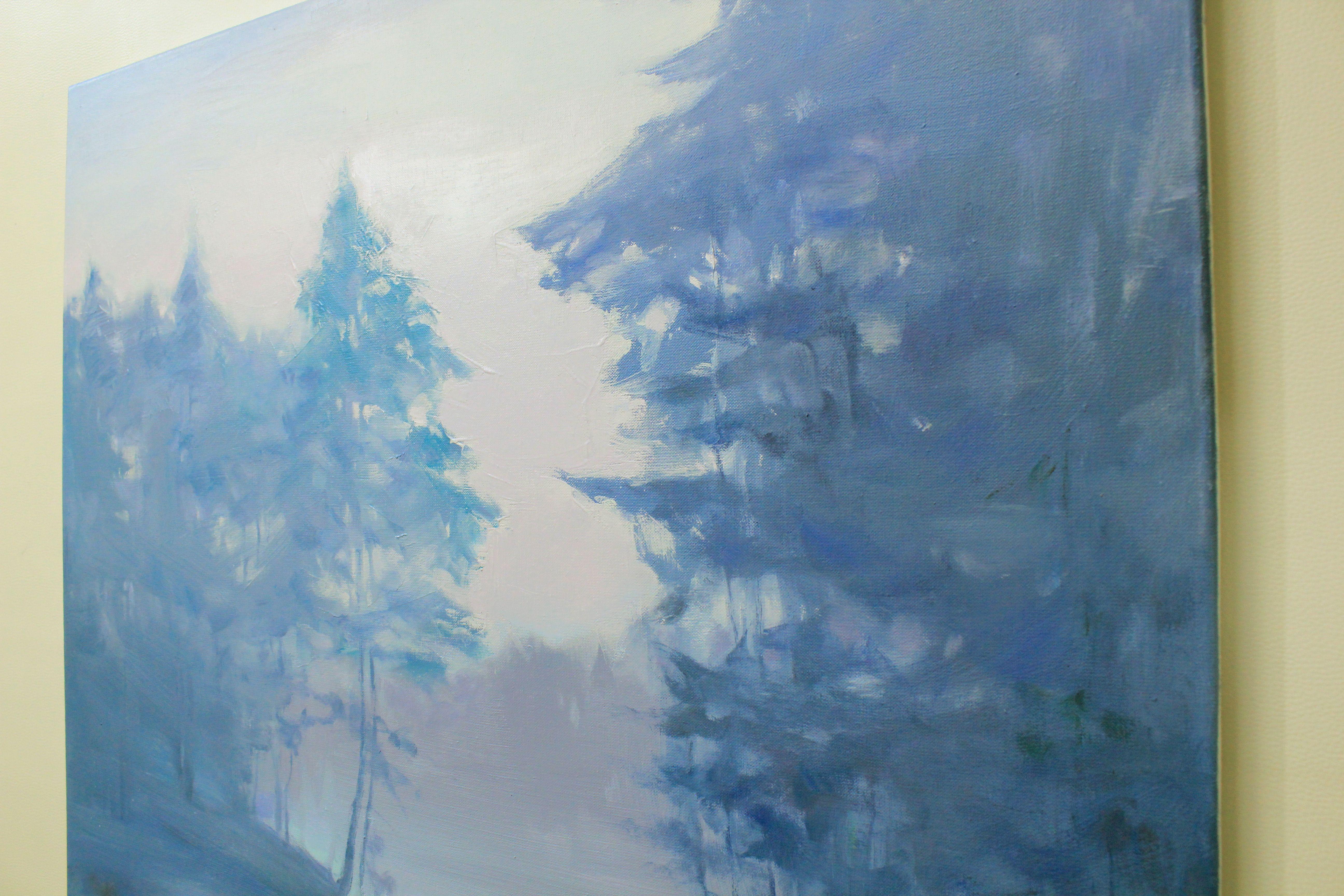 „Blauer Nebel“, Gemälde, Öl auf Leinwand im Angebot 1