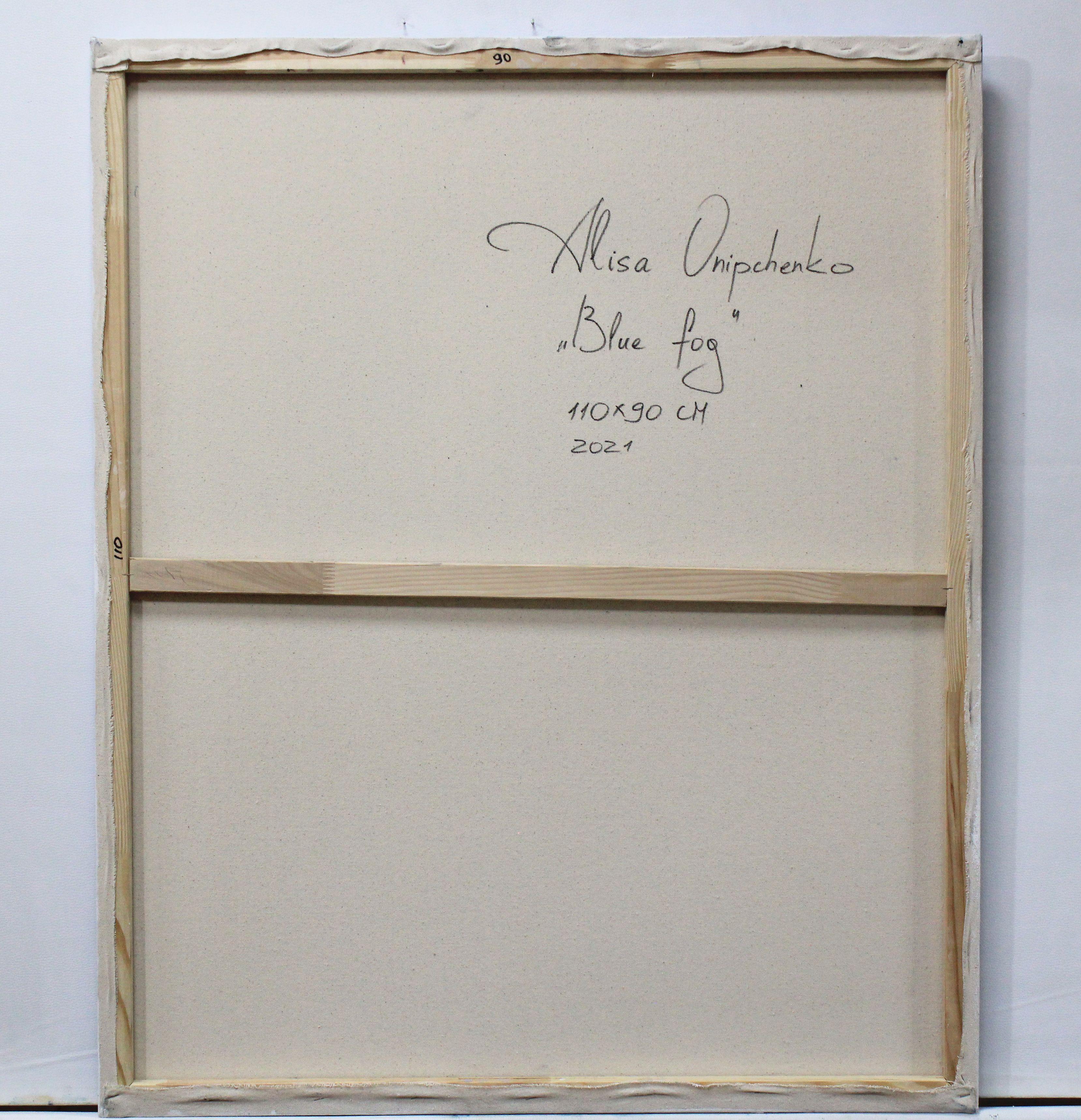 „Blauer Nebel“, Gemälde, Öl auf Leinwand im Angebot 2
