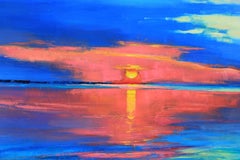 „Bright sunset“, Gemälde, Öl auf Leinwand