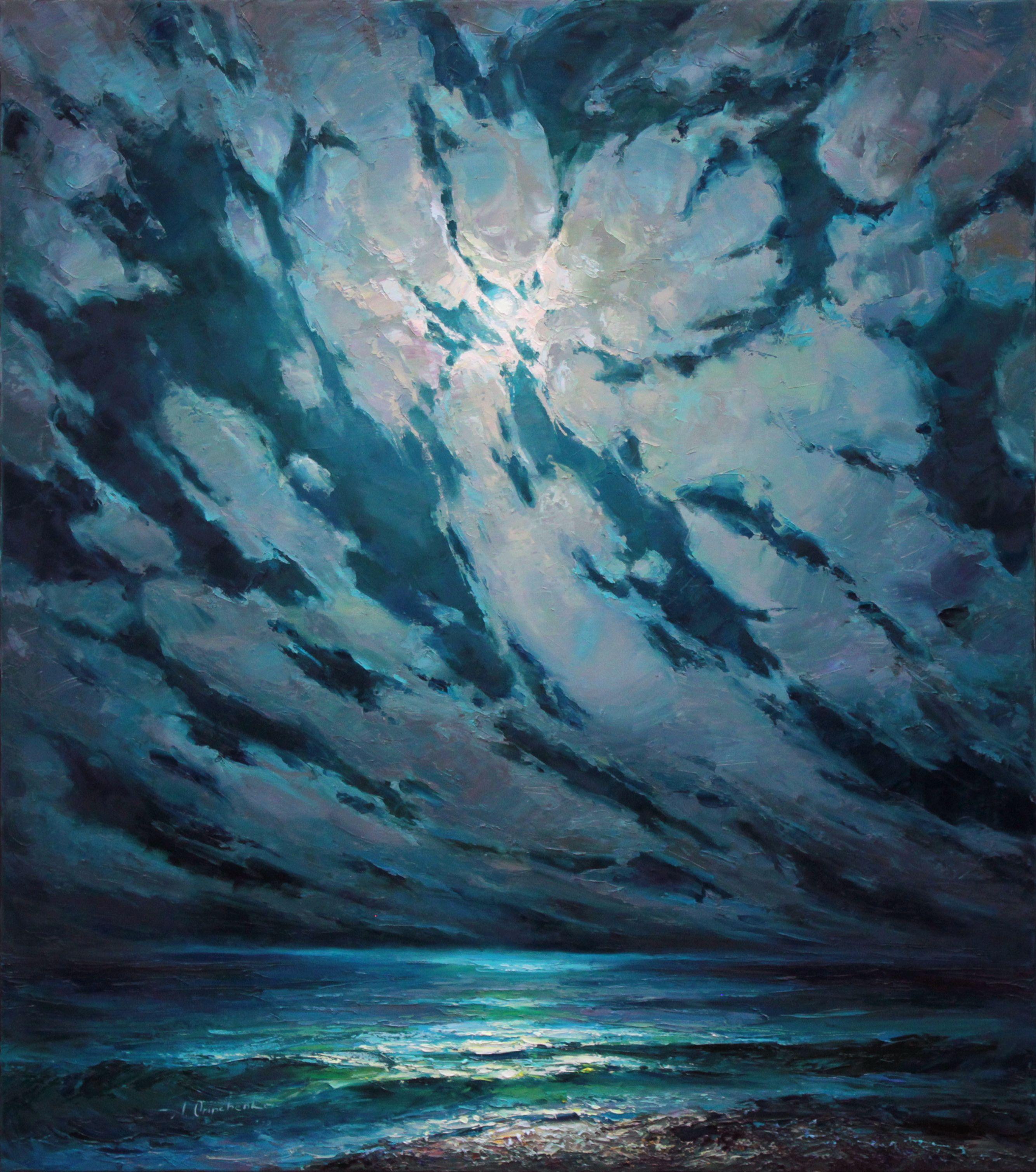 „Cloudy night“, Gemälde, Öl auf Leinwand