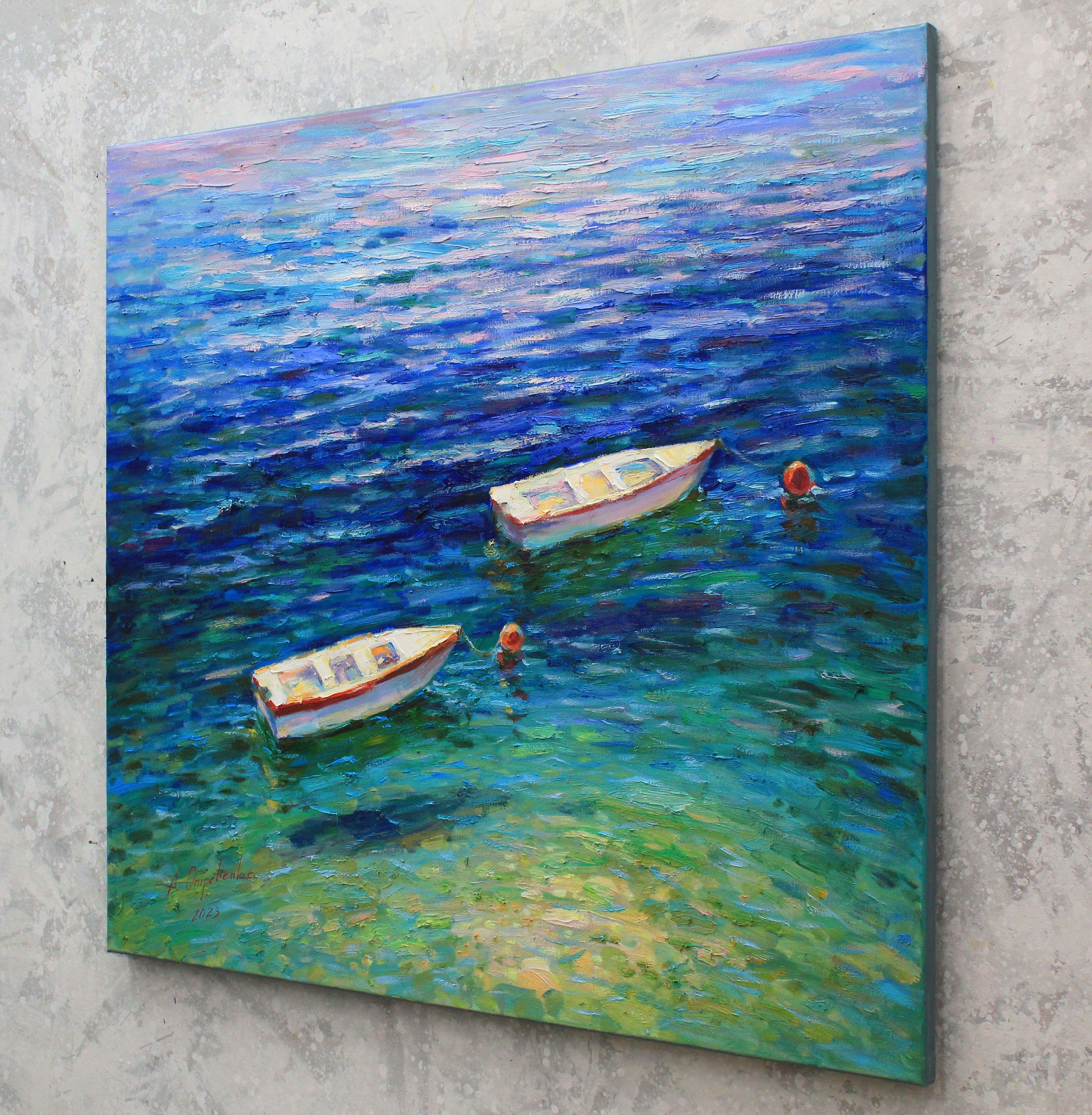 Paar auf See, Gemälde, Öl auf Leinwand (Impressionismus), Painting, von Alisa Onipchenko-Cherniakovska