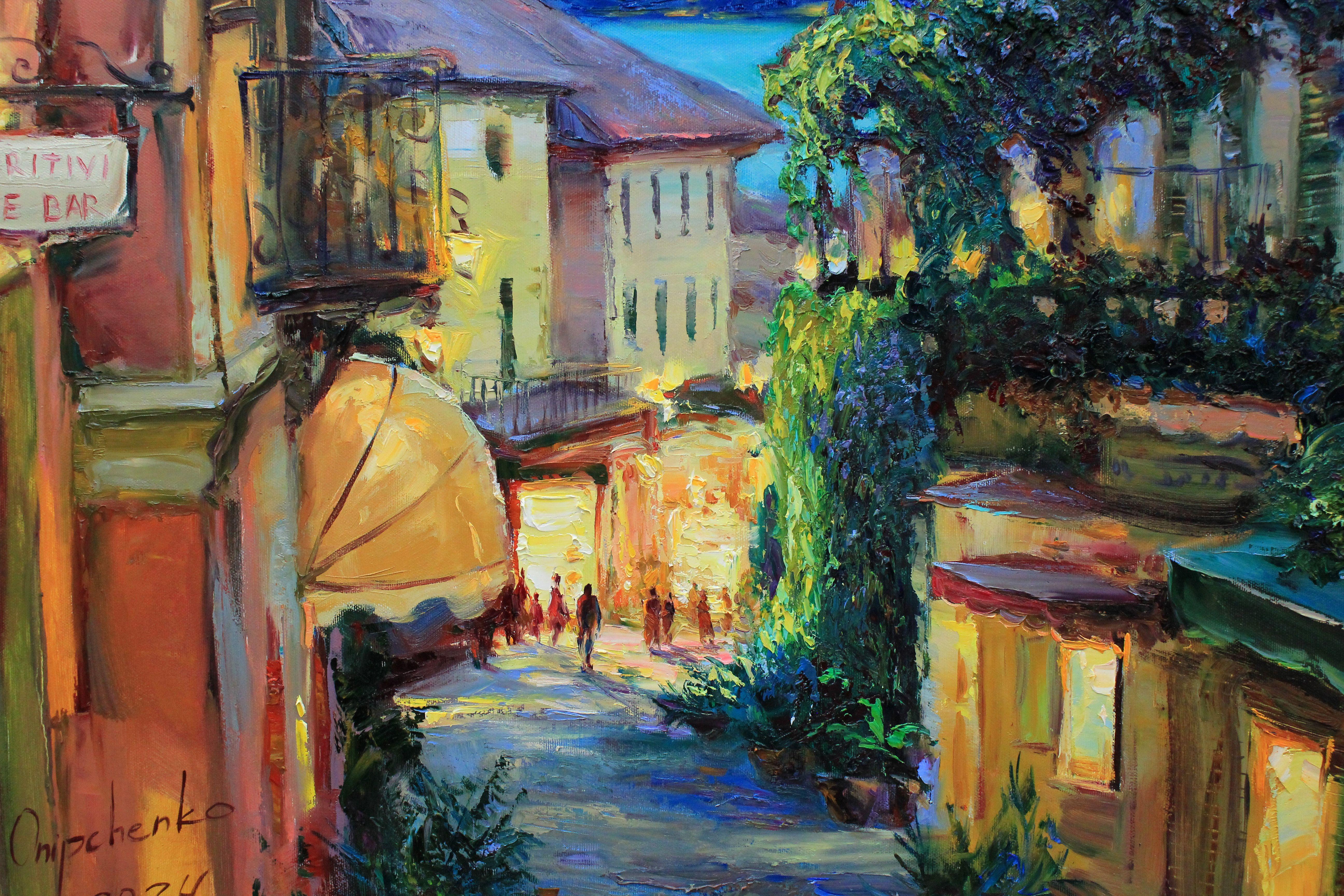 Abend Bellagio, Gemälde, Öl auf Leinwand im Angebot 1