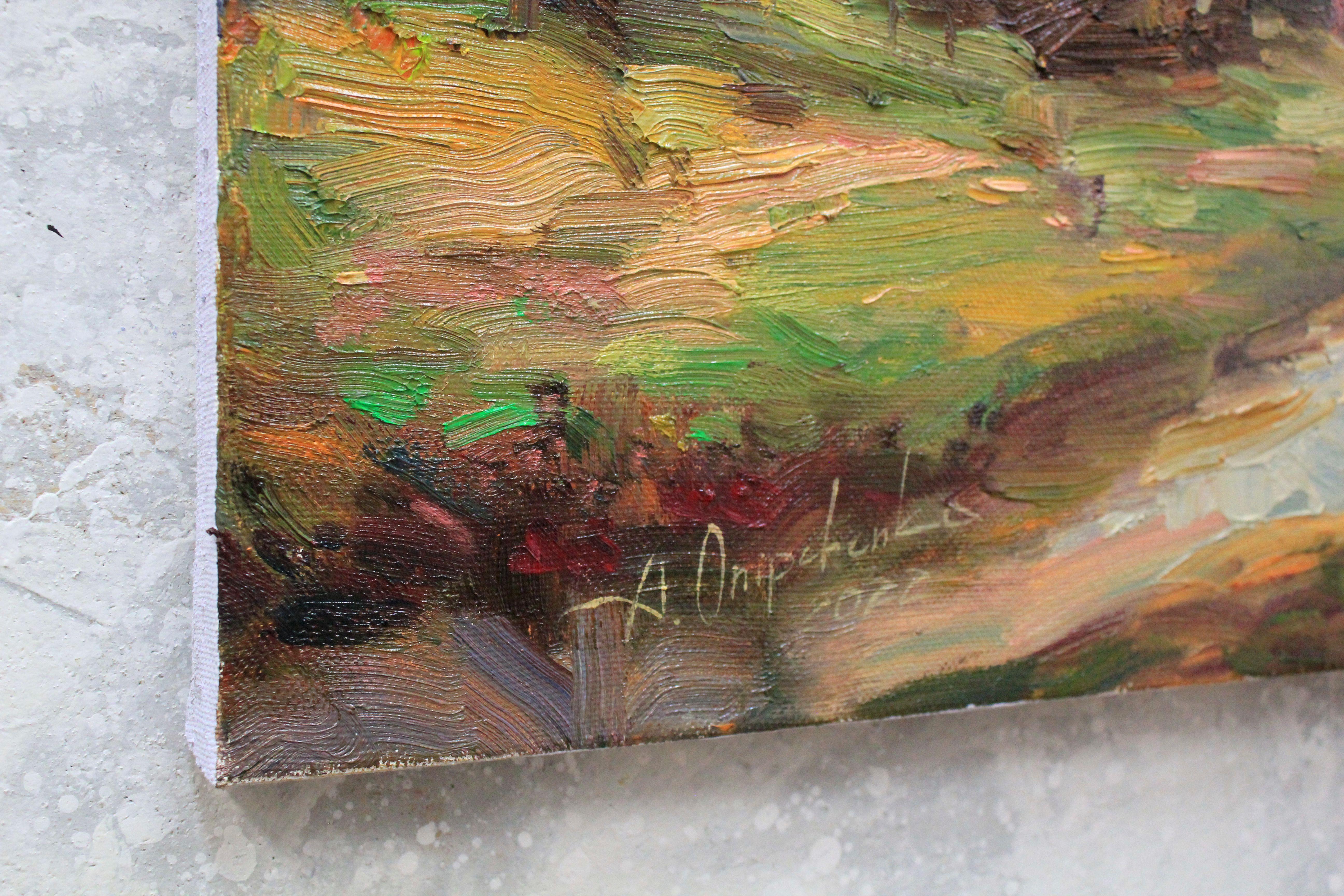 „Evening in the forest“, Gemälde, Öl auf Leinwand im Angebot 1