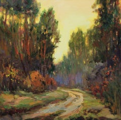 „Evening in the forest“, Gemälde, Öl auf Leinwand