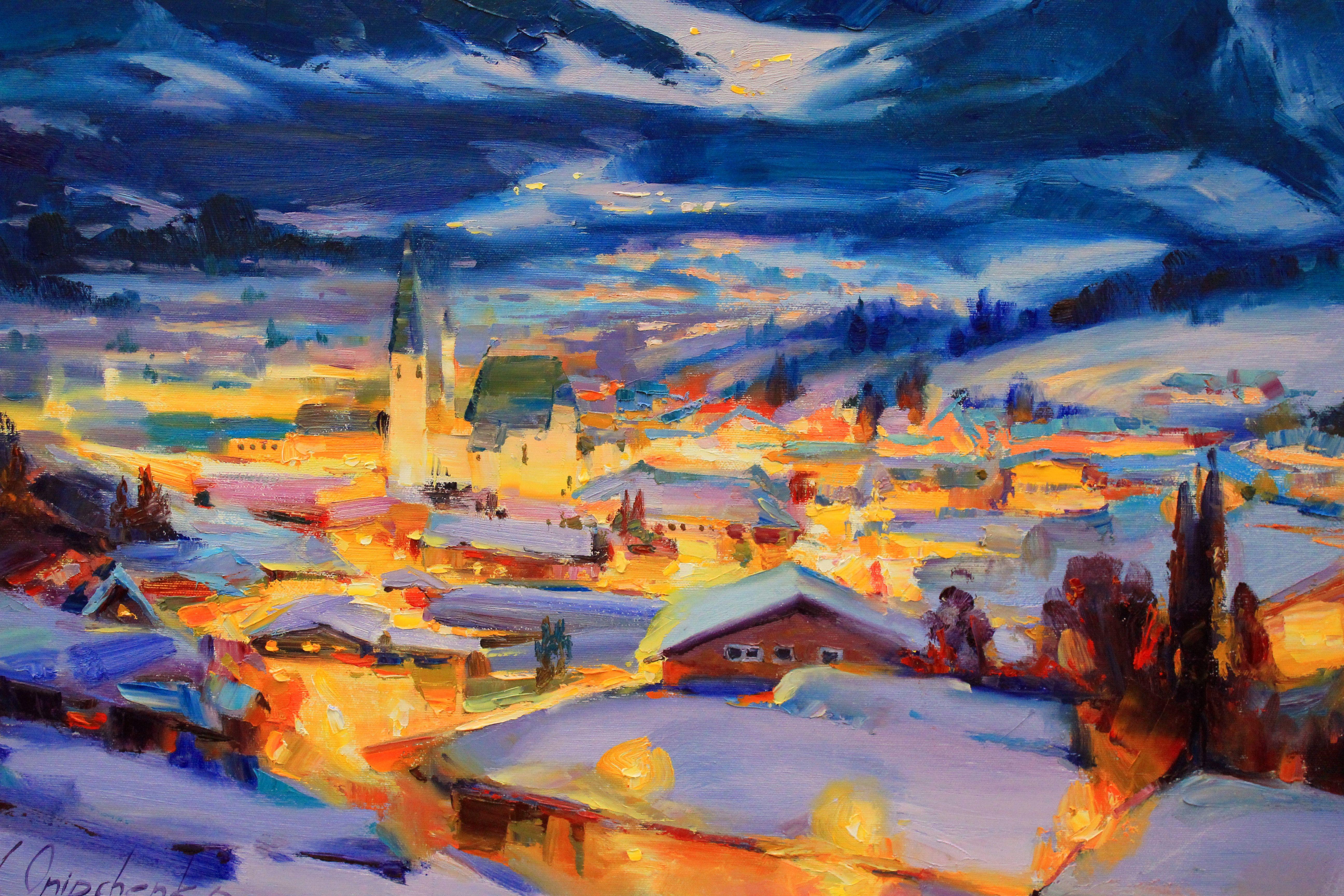 Einzigartiges Original-Ölgemälde der ukrainischen Künstlerin Alisa Onipchenko-Cherniakovska - Leinwandgemälde aufgespannt und aufhängefertig (NICHT GERahmt. Die Seiten sind mit Acryl bemalt. Sie können das Gemälde ohne Rahmen aufhängen.) - Gemälde