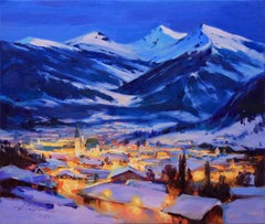 "Evening lights", Painting, Oil on Canvas