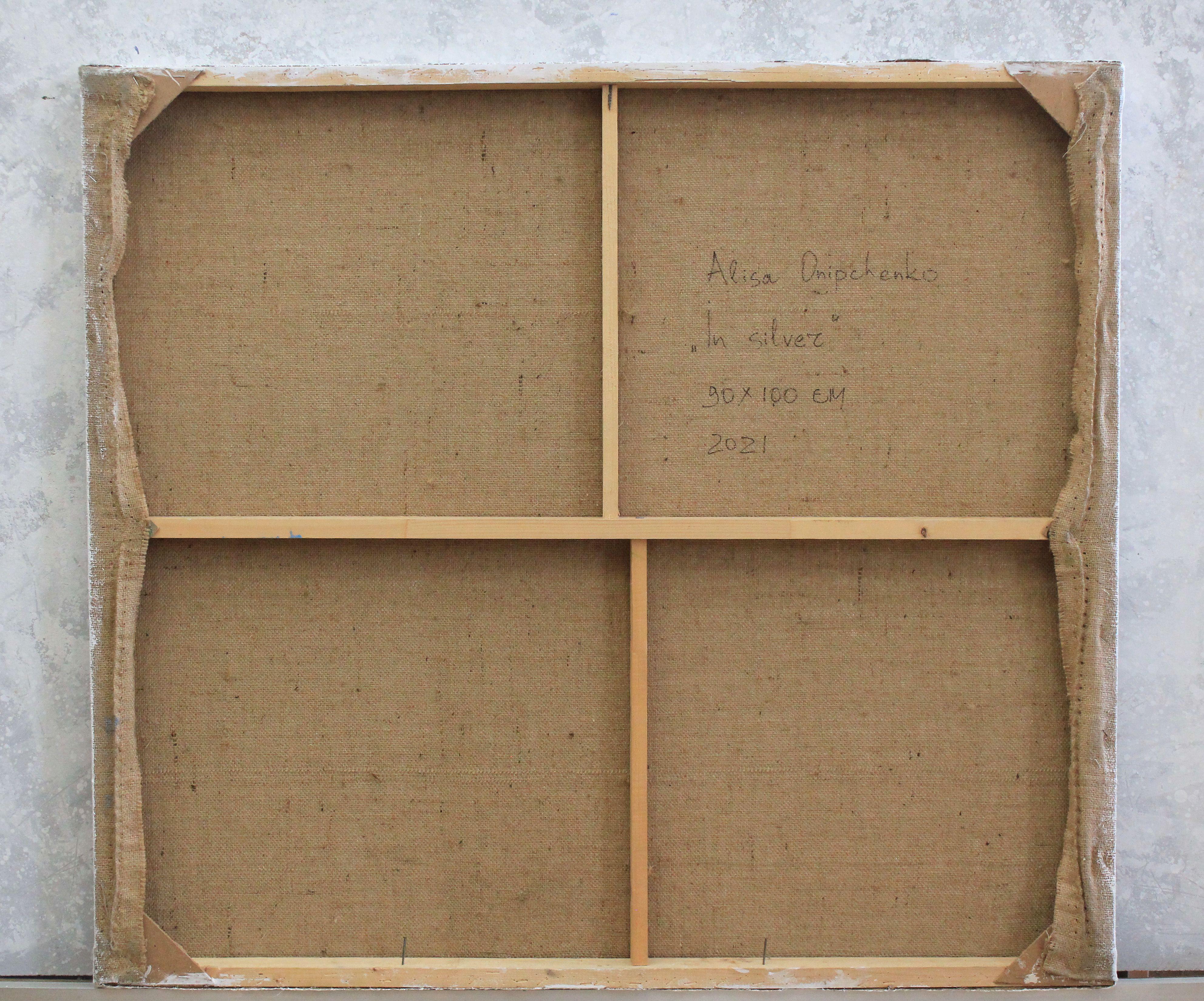 „In Silber“, Gemälde, Öl auf Leinwand im Angebot 2