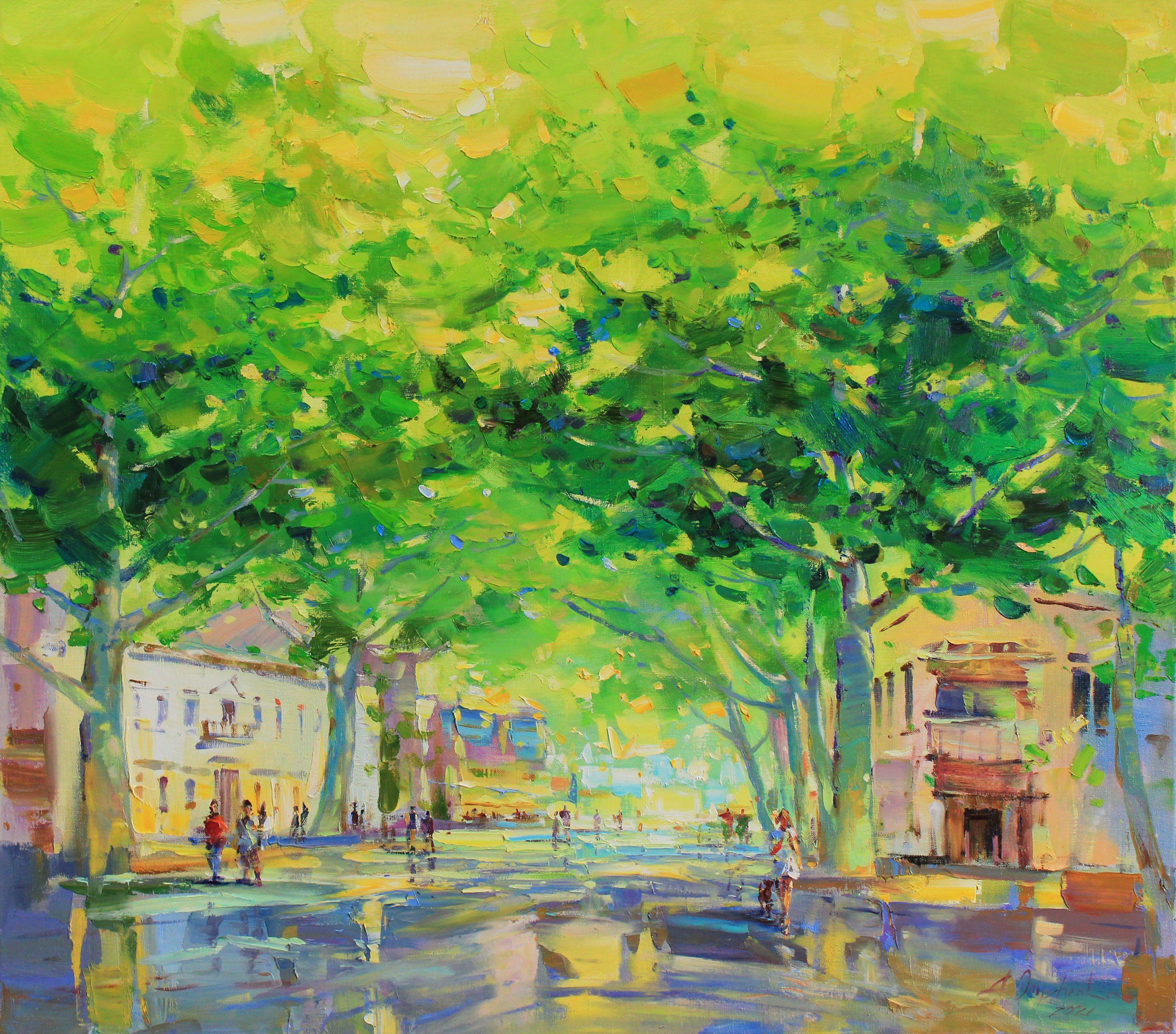 "Nel verde dell'estate", Pittura, Olio su tela - Painting di Alisa Onipchenko-Cherniakovska