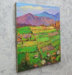 „In the rays of the evening sun“, Gemälde, Öl auf Leinwand