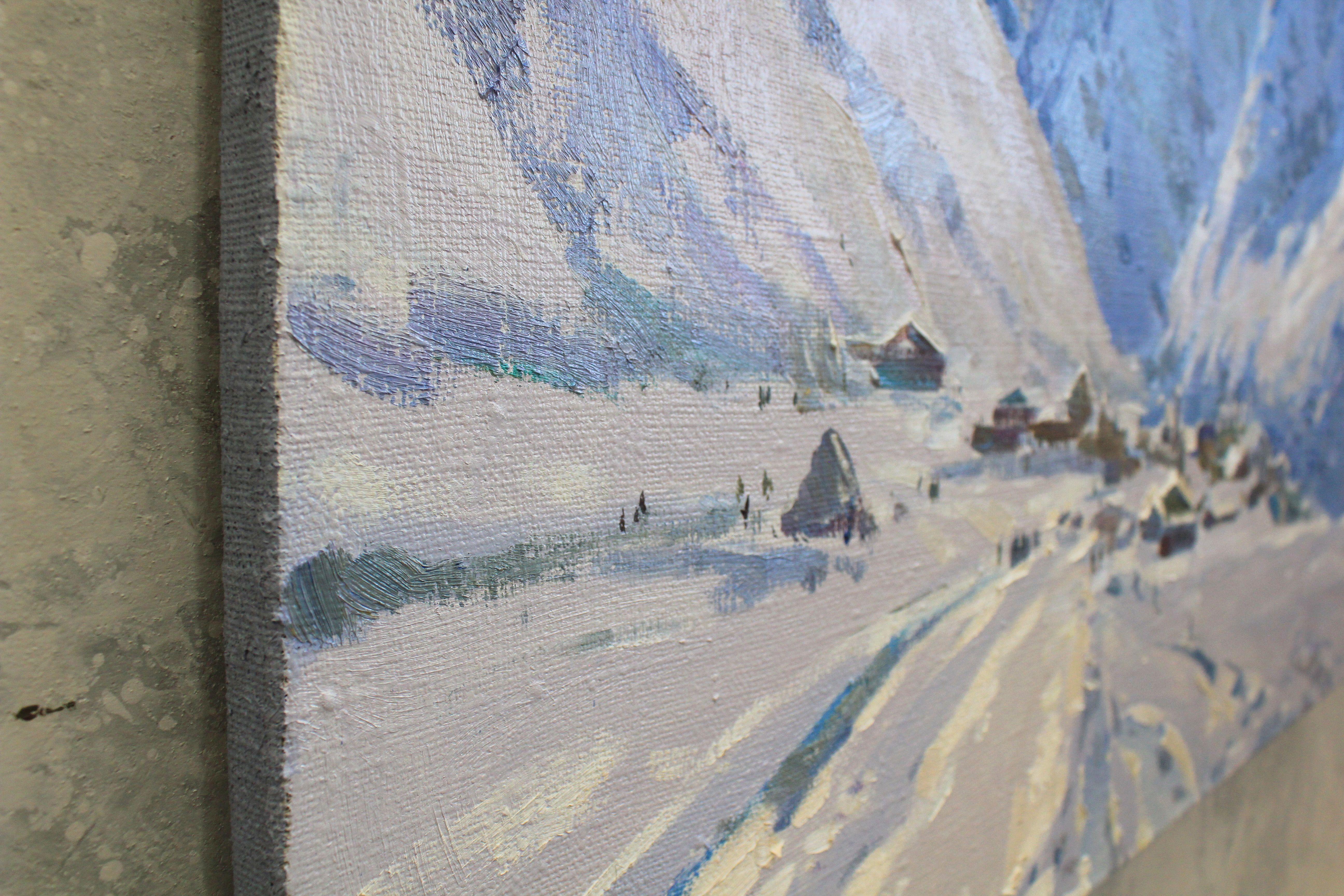 In the snow, Painting, Oil on Canvas For Sale 4