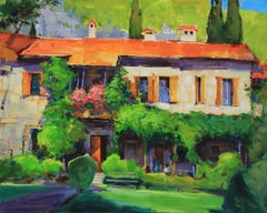 "La cour italienne", peinture, huile sur toile