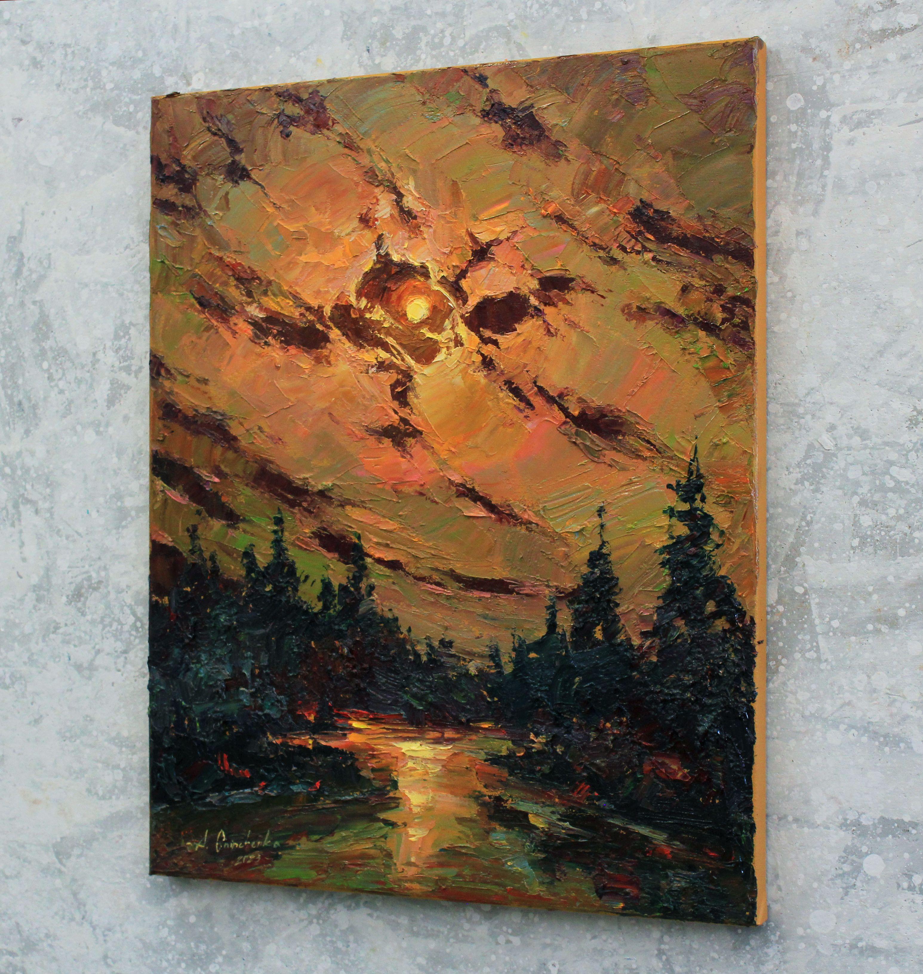 „Moon in gold“, Gemälde, Öl auf Leinwand (Impressionismus), Painting, von Alisa Onipchenko-Cherniakovska