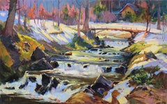 „Brunnen Fluss“, Gemälde, Öl auf Leinwand