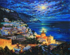 Night Amalfi Coast, peinture sur toile