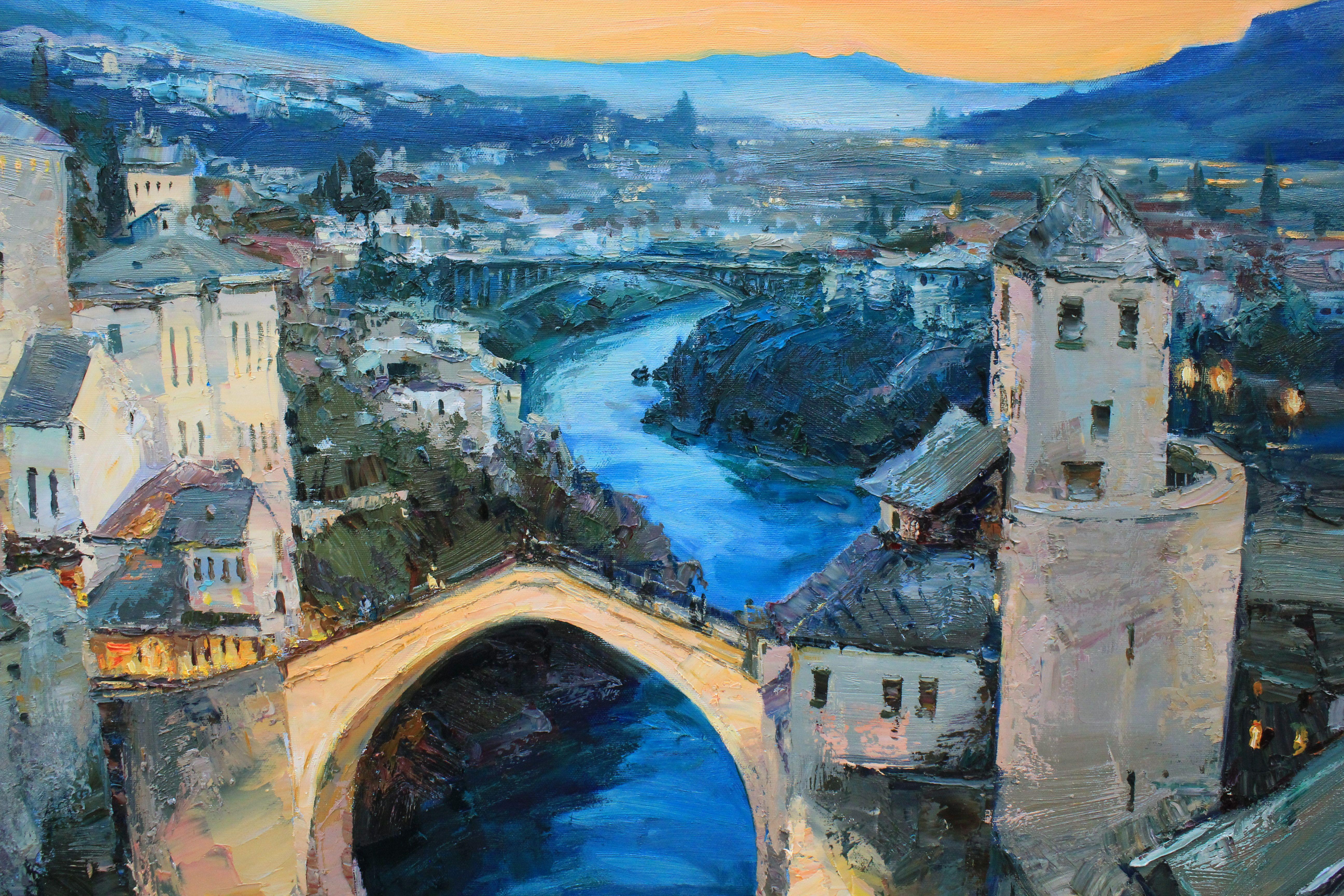 Old Bridge. Mostar, Painting, Oil on Canvas For Sale 2