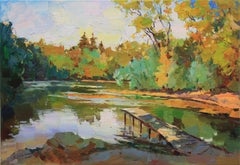 "Au lac", peinture, huile sur toile
