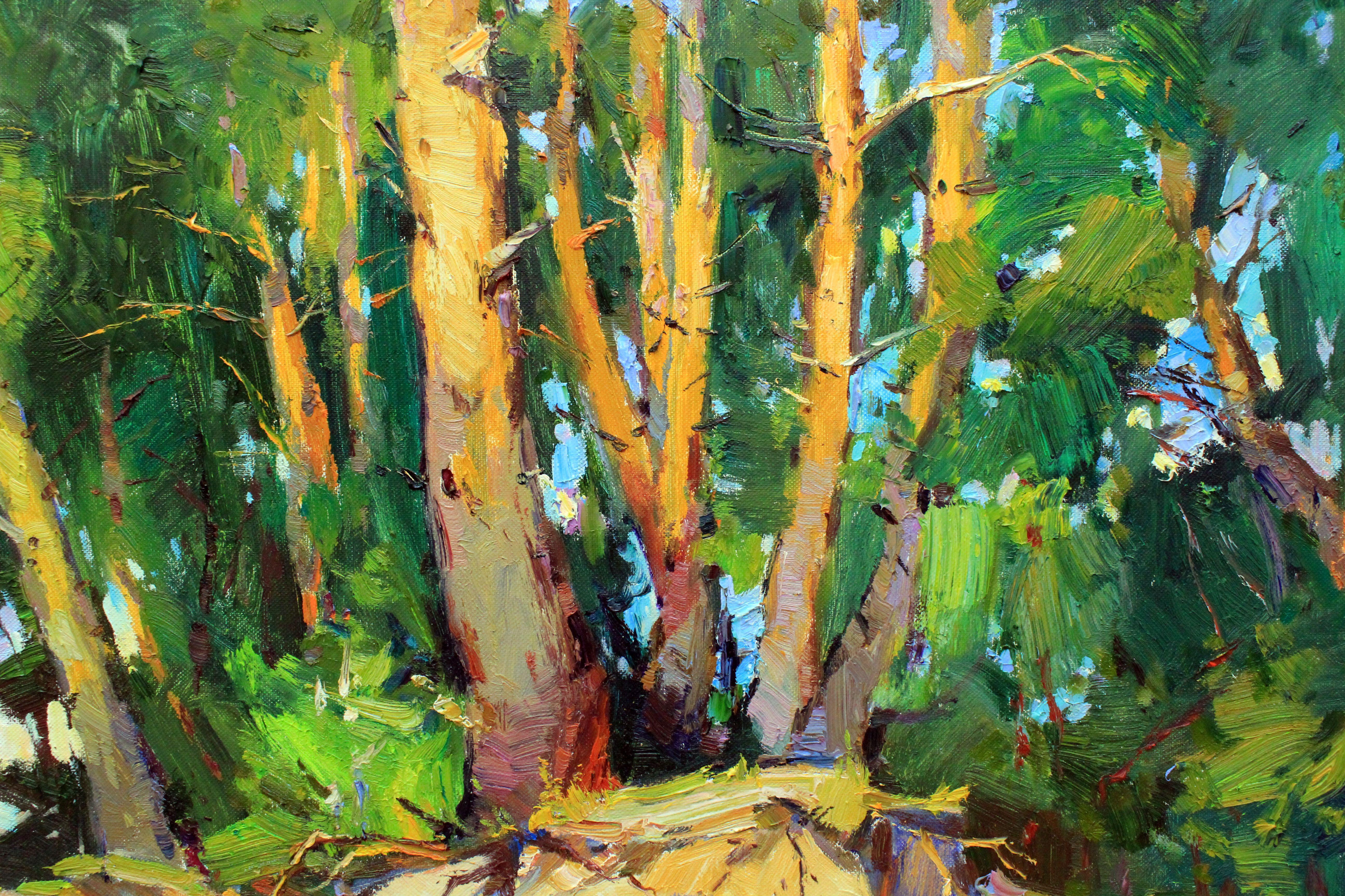 Pine trees, Painting, Oil on Canvas For Sale 1