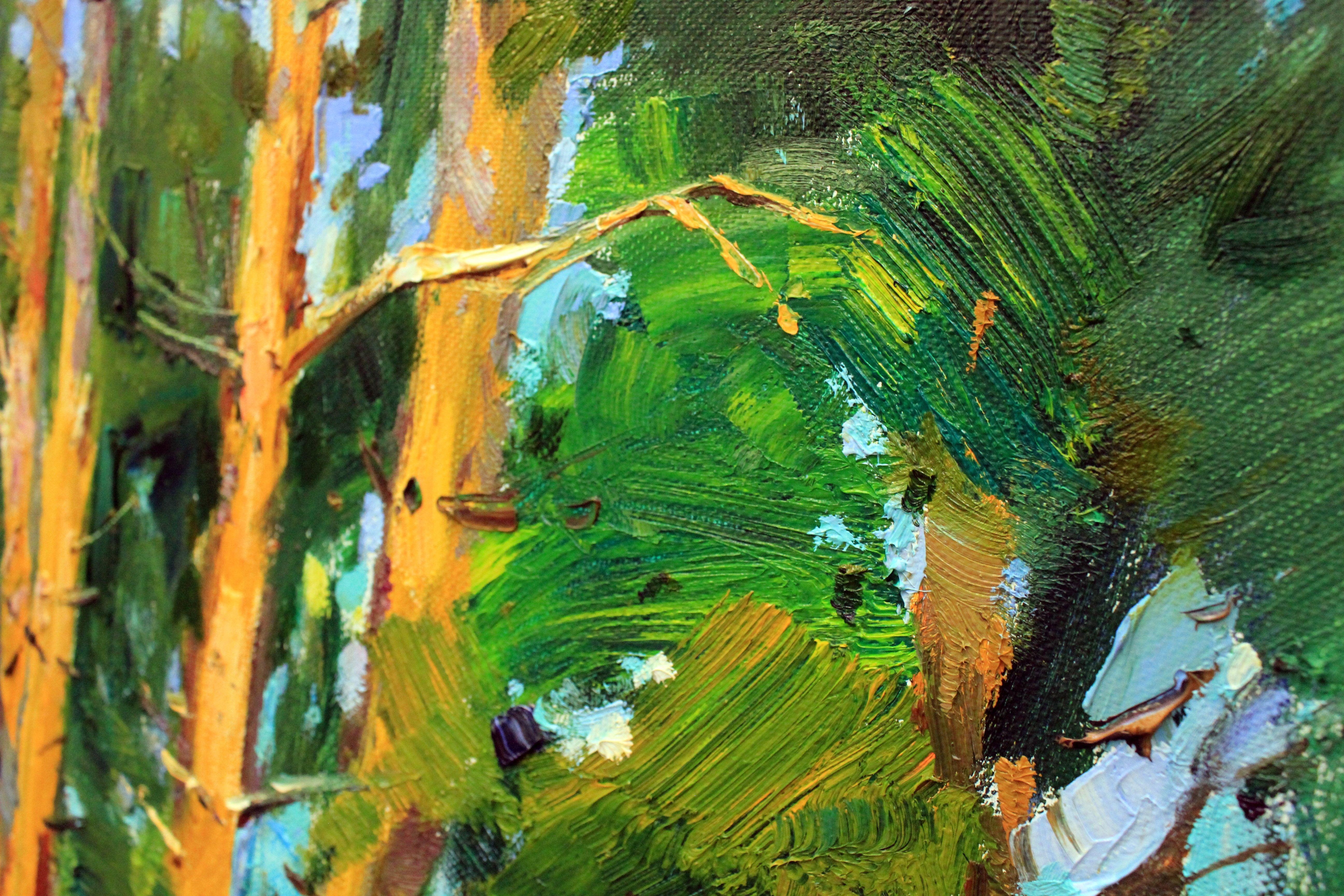 Pine trees, Painting, Oil on Canvas For Sale 3