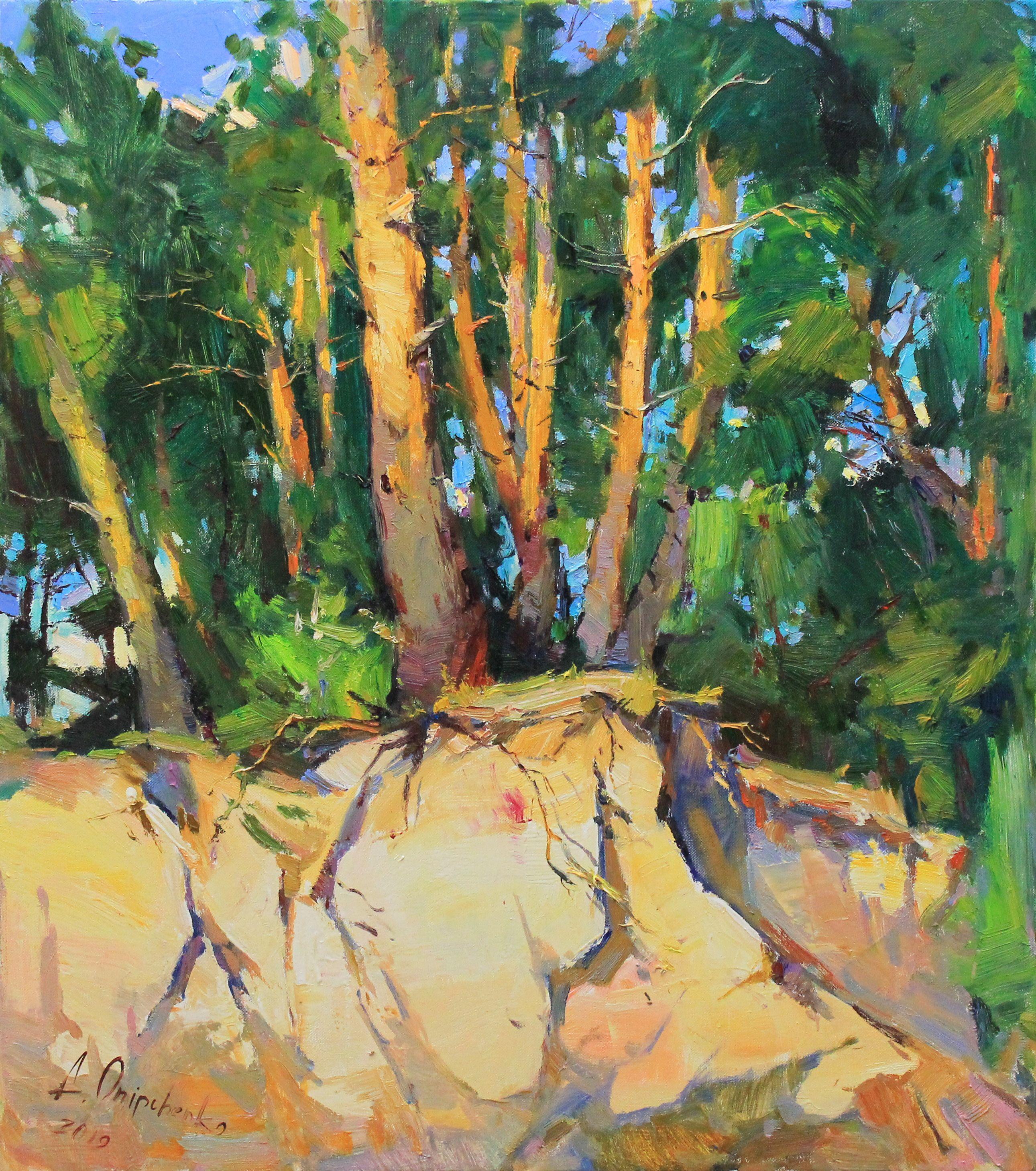 Pini, Pittura, Olio su tela - Painting di Alisa Onipchenko-Cherniakovska