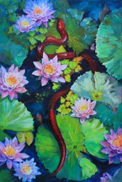 « serpent rouge », peinture, huile sur toile
