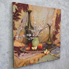 "Nature morte printanière", Peinture, Huile sur toile