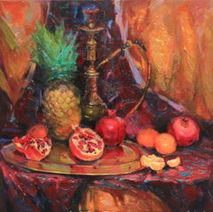 "Still life with pineapple", Painting, Oil on Canvas