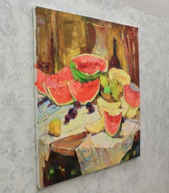 "Still life with watermelon", Painting, Oil on Canvas