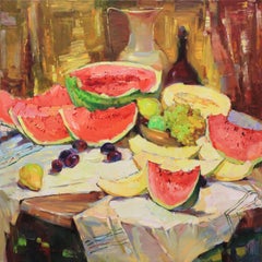 "Still life with watermelon", Painting, Oil on Canvas