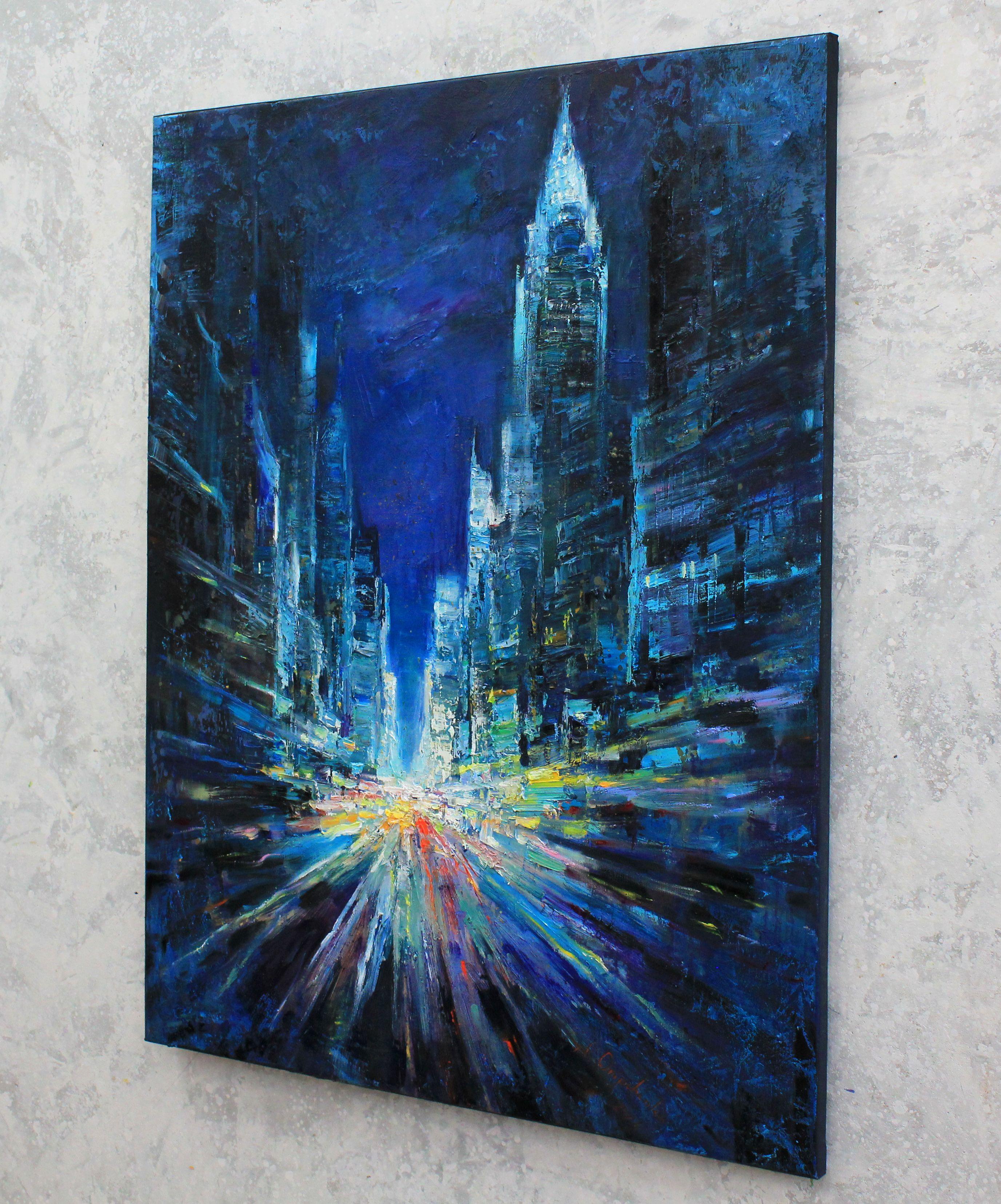 Street lights, Painting, Oil on Canvas For Sale 1