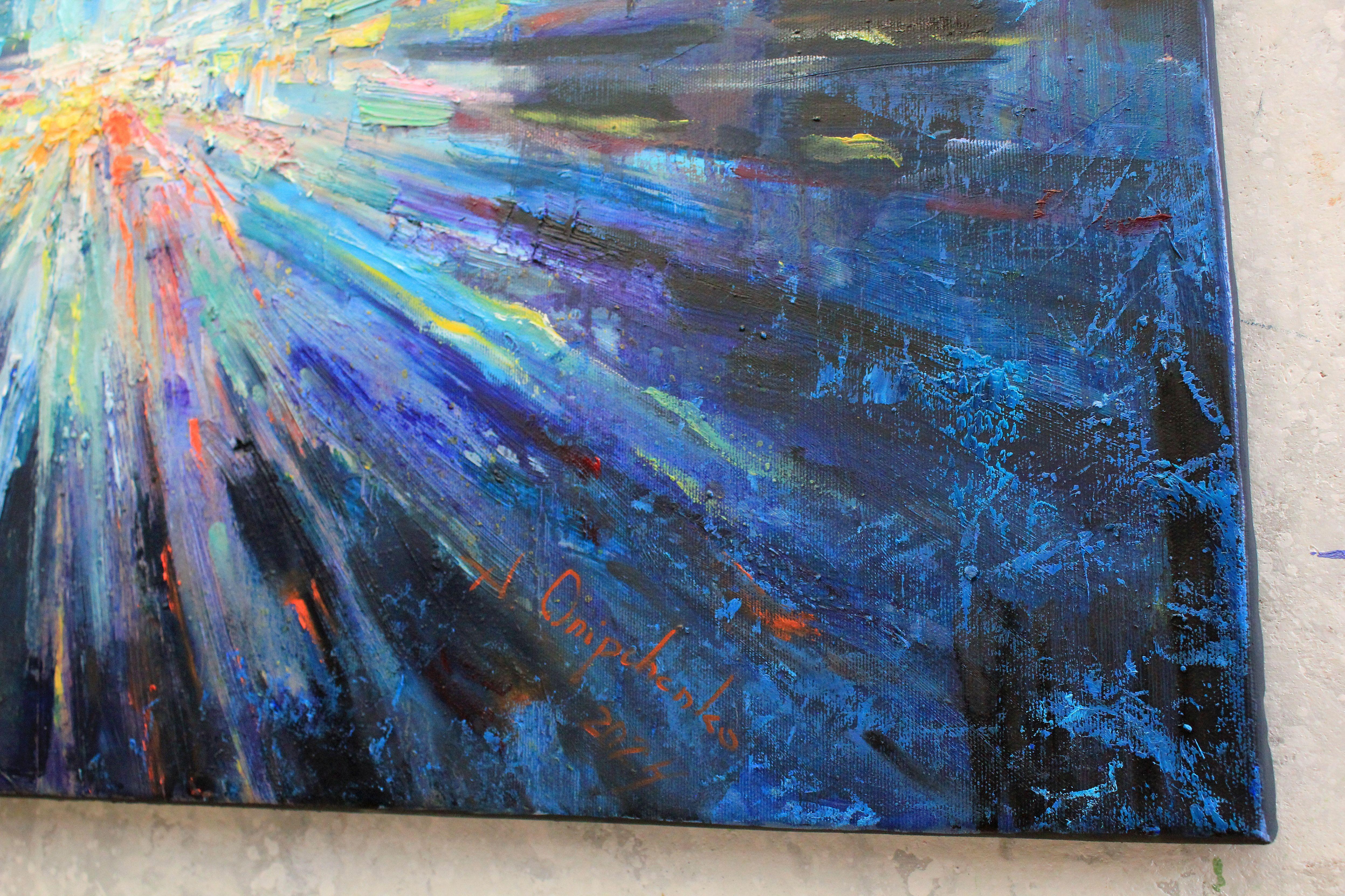 Street lights, Painting, Oil on Canvas For Sale 3