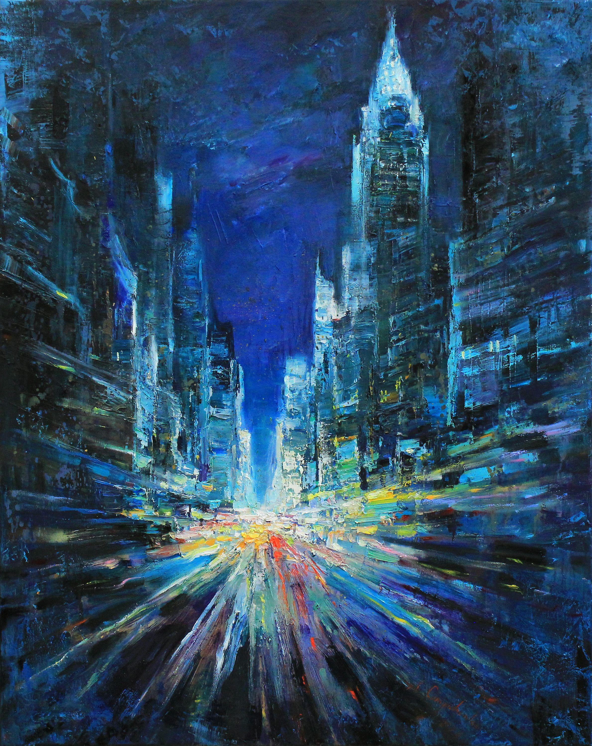 Street lights, Painting, Oil on Canvas
