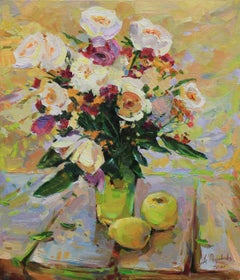 „Sommerblumen“, Gemälde, Öl auf Leinwand