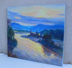 "Le lever par la rivière", peinture, huile sur toile