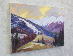 "Sunset in the mountains", Painting, Oil on Canvas