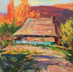 "Village house", peinture, huile sur toile